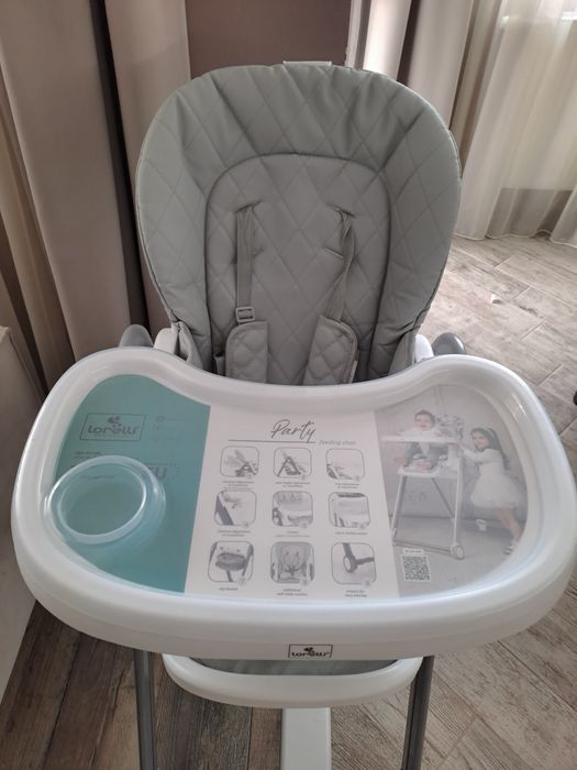 Столче за хранене Lorelli - Party, Cool Grey Leather