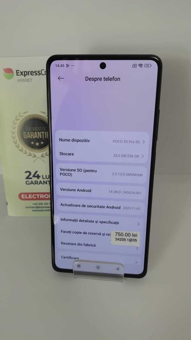 (AG 35) Telefon Xiaomi Poco X5 Pro B.34239 /Garantie 2 ani / 750 lei