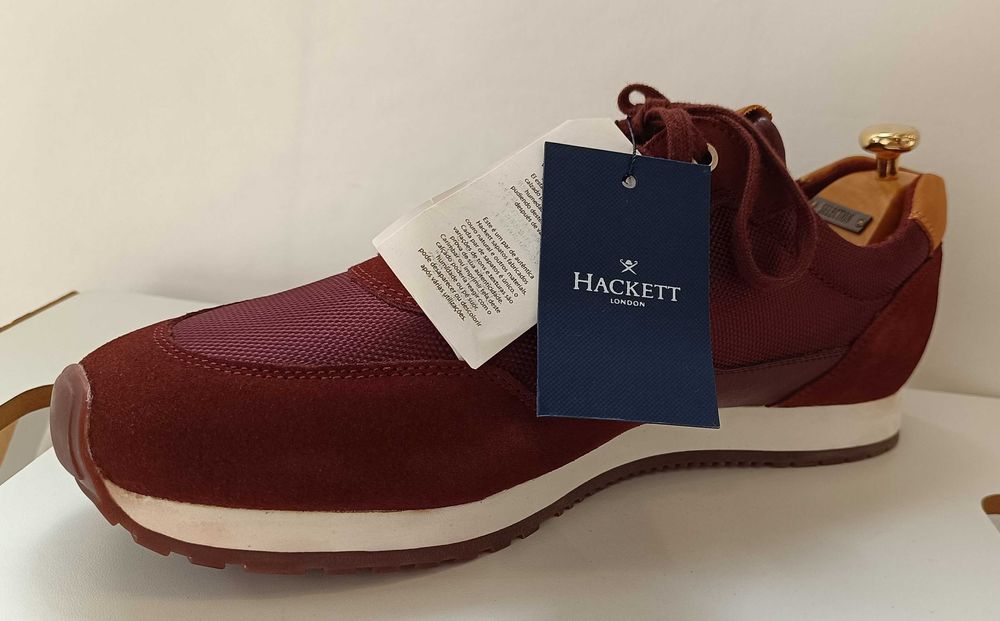 Pantofi sport casual 45 premium Hackett NOI piele naturala moale