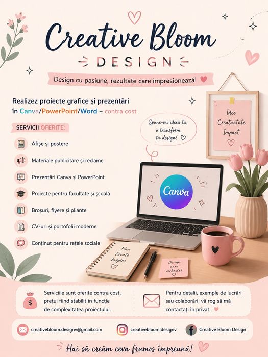 Realizez proiecte grafice și prezentări în Canva/PowerPoint/Word – contra cost