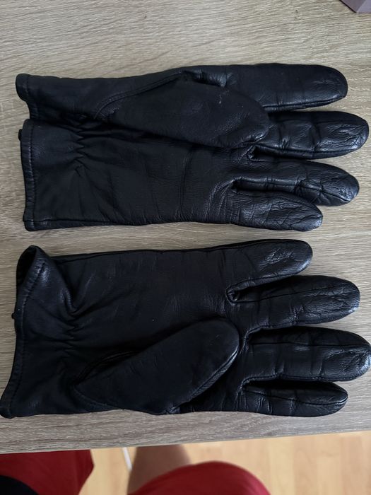 Manusi piele leather cu puff