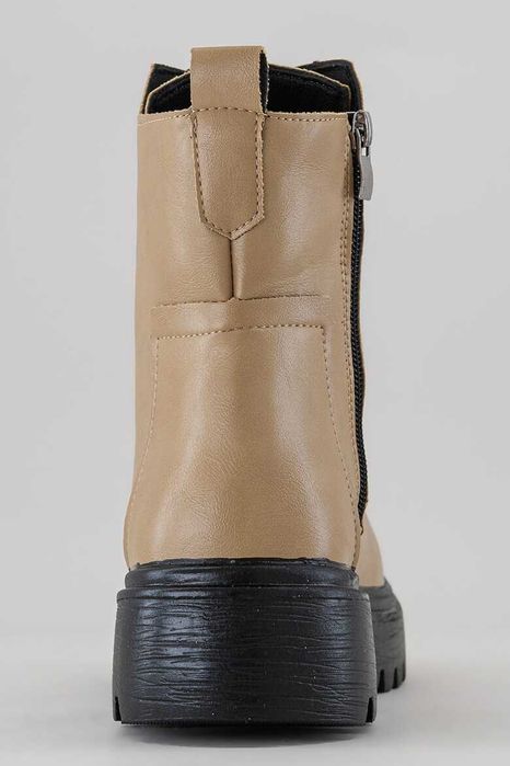 Ghete de piele ecologica cu fermoar, MUSK, Maro, Nr 37, NOU, 229 Lei