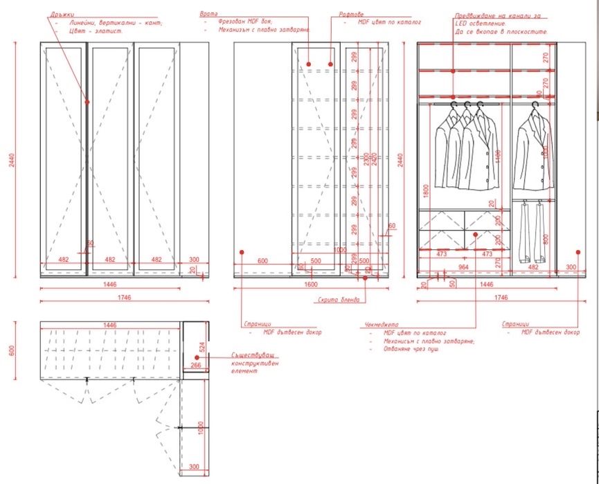 Г-образен гардероб