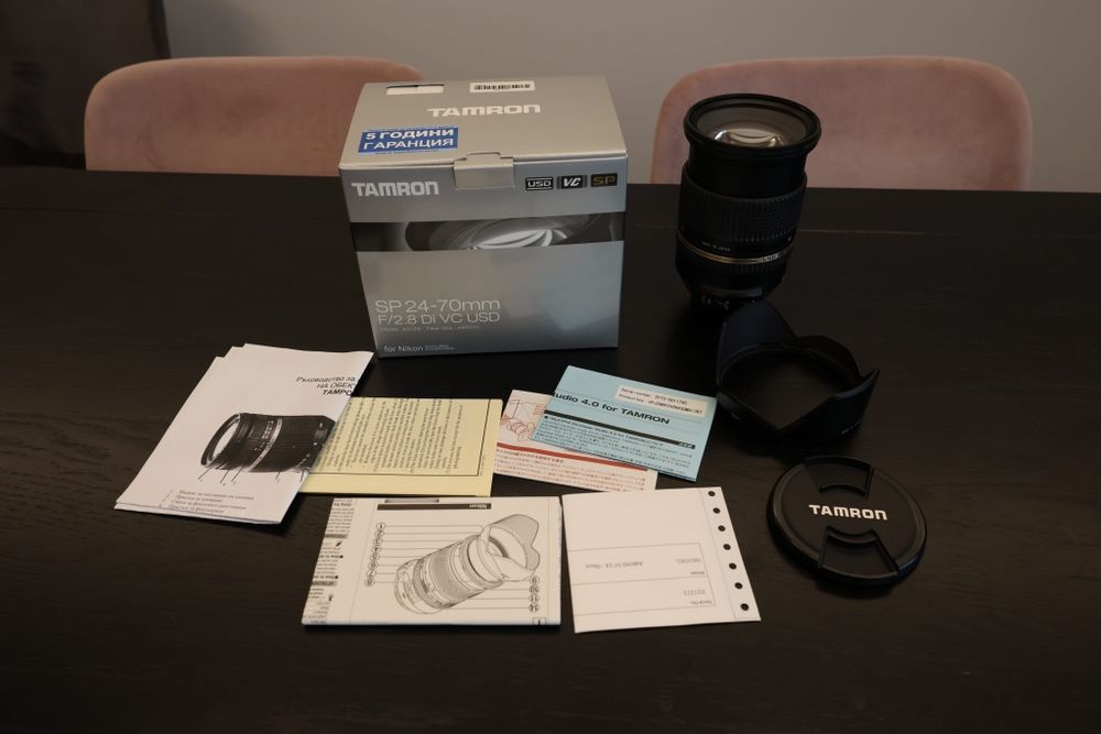Tamron 24-70mm F/2.8 Di VC USD за Nikon F - състояние отлично, пълен к