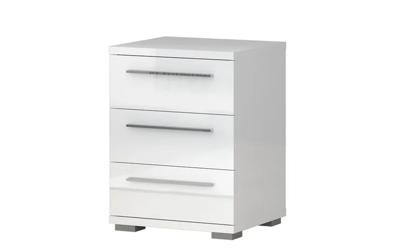 Нощно шкафче бял гланц