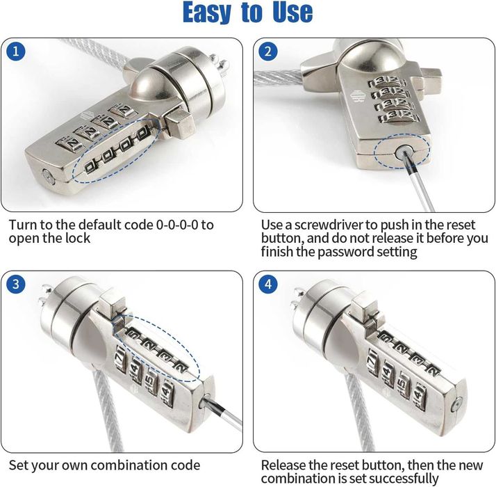 Защитна кабелна ключалка за лаптоп Комбинирана брава против кражба