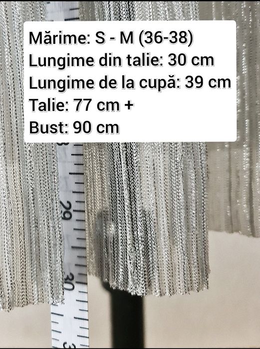 Rochie ELEGANTA gri argintie petrecere evenimente party S 36 - M 38