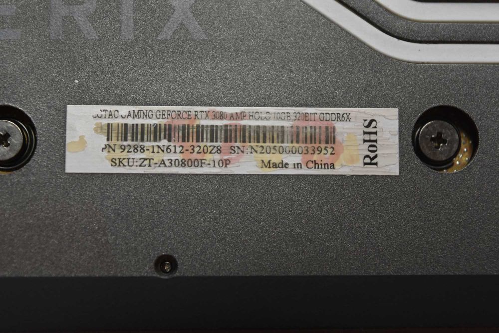 Видео карта ZOTAC GAMING GeForce® RTX™ 3080 AMP Holo, 10GB GDDR6X, 320-bit