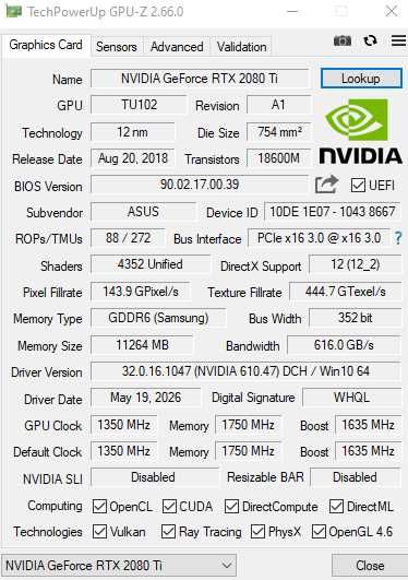 Видеокарта RTX 2080 TI 11GB