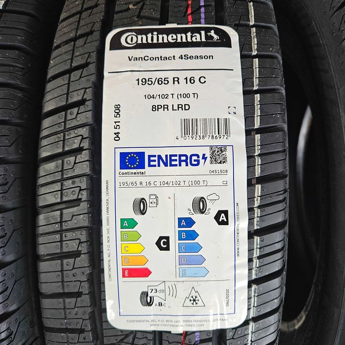 4 бусови гуми 195/65R16C Continental VanContact 4Season 104T DOT3825