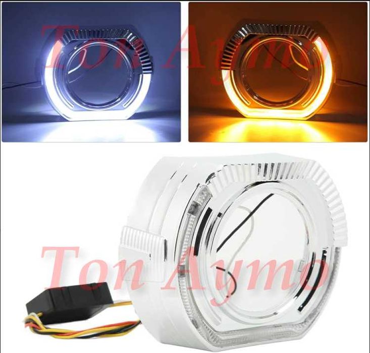 Декоративни Капачки 2,5'' и 3'' Angel eyes DRL Дневни Бяло и Оранжево