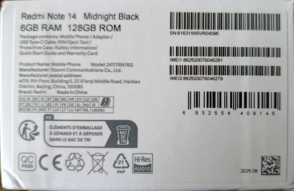 Redmi Note 14 6/128 Sotiladi