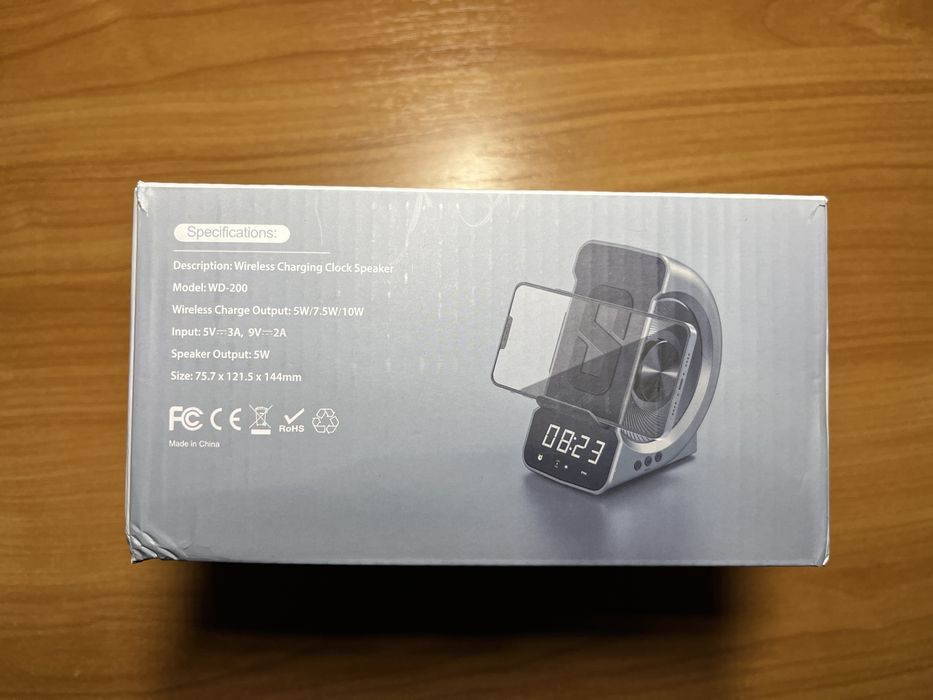 Boxa wireless cu ceas si incarcare telefon, speaker wd-200