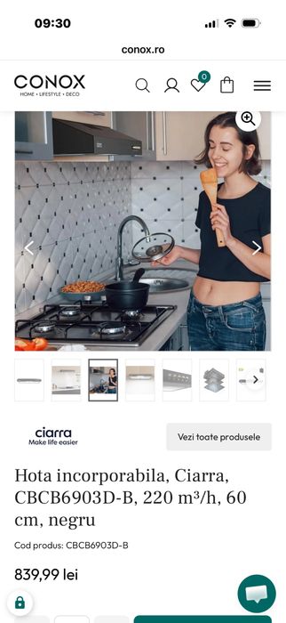 Hota extractoare 60 cm bucatarie clasa A.