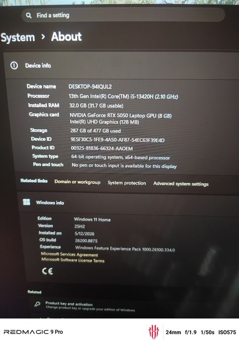 Acer nitro V 15 32gb RAM