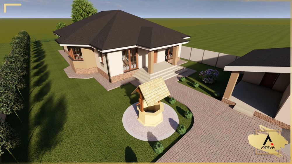 Casa rosu, teren 6000 mp intravilan