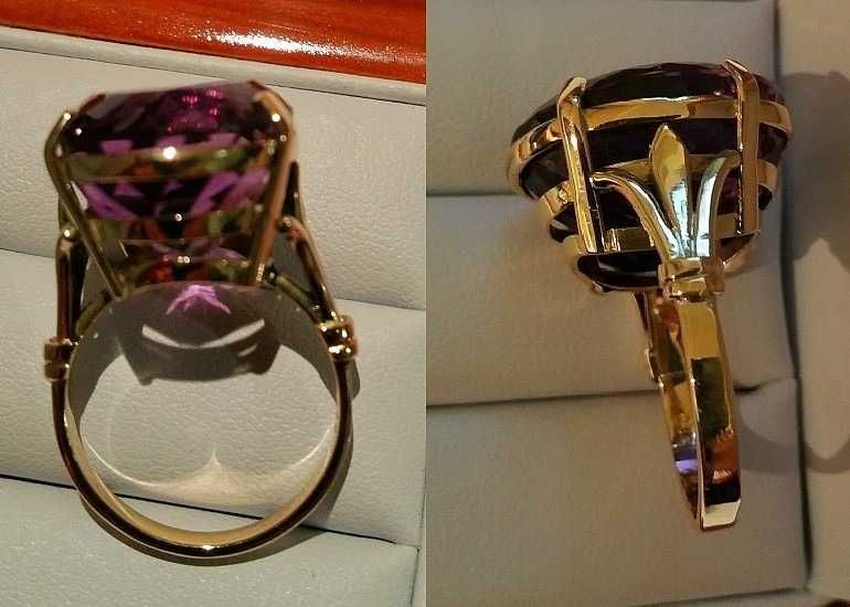 inel aur galben 14k cu splendid ametist natural