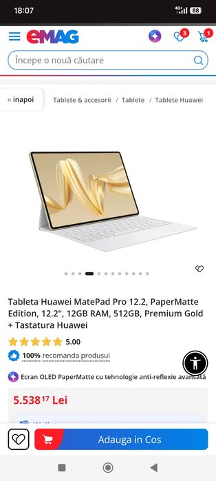 Huawei MatePad Pro 12.2 2025 – PaperMatte Edition, ca nouă.