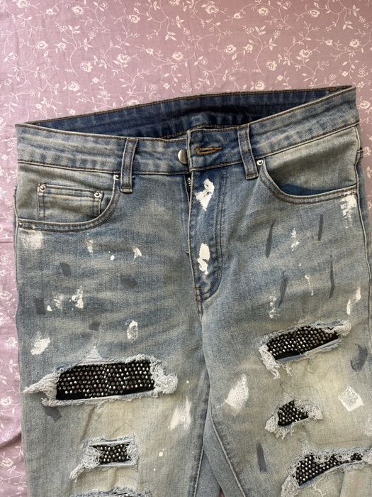 blugi albastrii swaroski crystal jeans