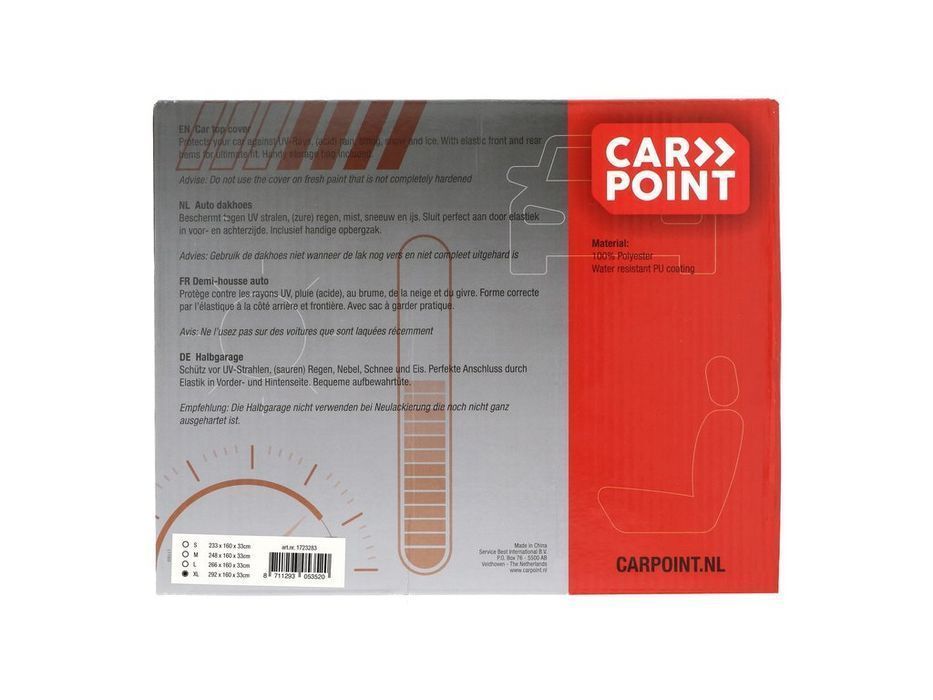 Husa protectie plafon auto Carpoint XL 292x160x33 cm, poliester, impotriva ploii, zapezii, inghetului si razelor UV, albastra