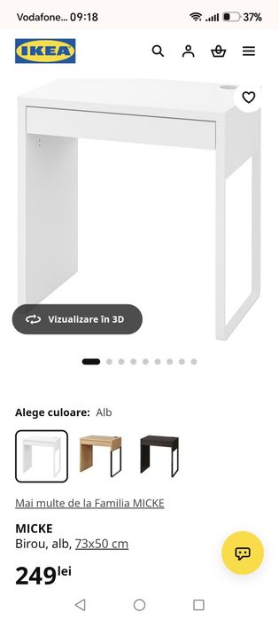 Vand birou Micke de ikea