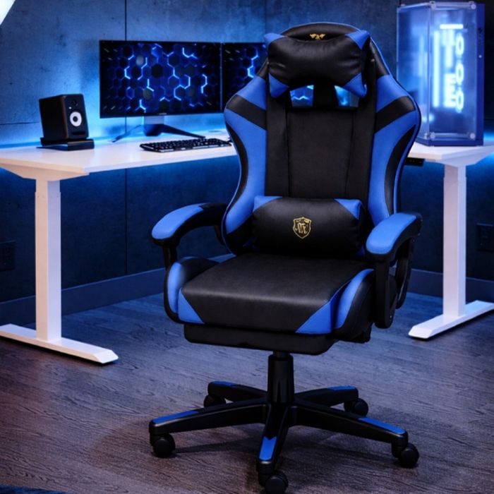 ХИТ! Ергономичен геймърски стол с  масажна функция и поставка на крака