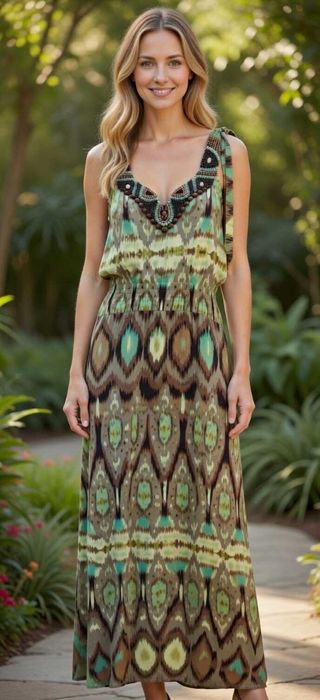 Макси-платье от Promod зелёное 42-44 S