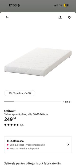 Set bebe IKEA - Patuț + Saltea + masă de înfășat + saltea