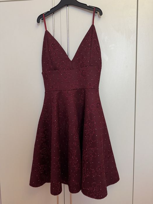 Официална червена (бордо) рокля