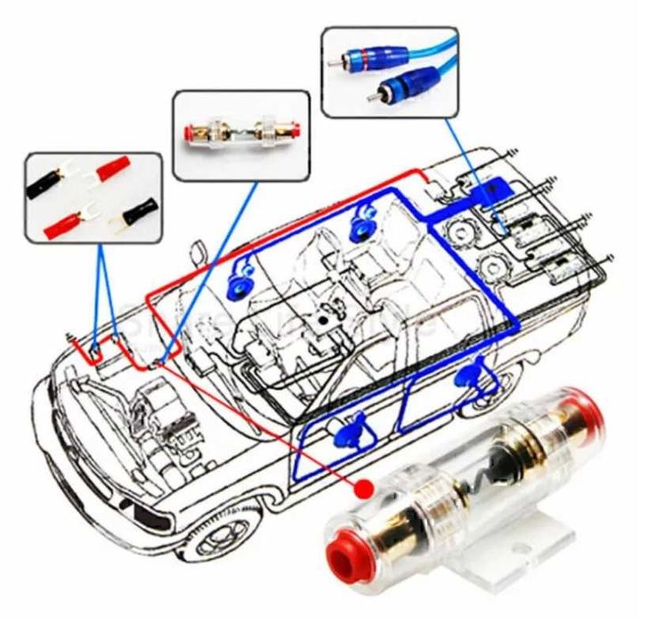 Кабели за усилвател MD-8 1500W 8GA комплект