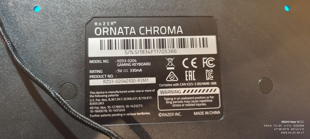 Tastatură mecanizată Razer Ornata Chroma