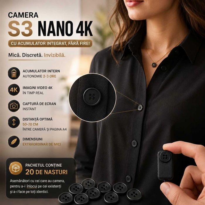 Camera Video in Nasture - Casca de copiat - Casti de copiat - Sisteme de copiat - iCheat S3 Nano cu Baterie Interna