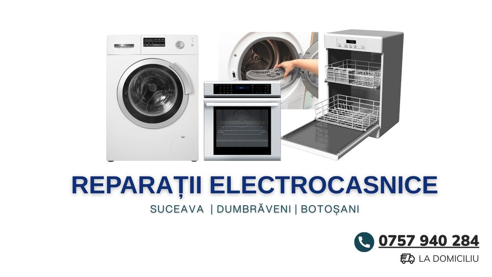 Reparații Mașini de spălat:  Rufe,Vase,Uscătoare
