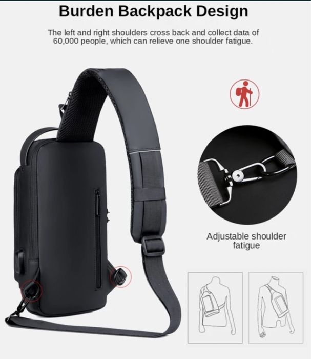 мъжка чанта непромокаема паласка многофункционална мотор USB слот