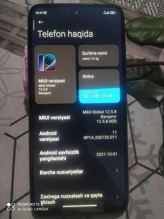 Redmi 10  6ram 128 hotira ishlashiga ozm garantiya  beramn