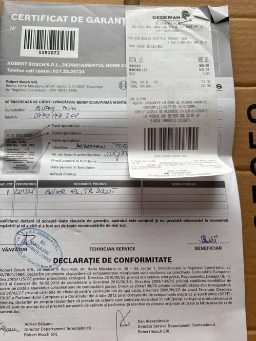 Boiler electric nou