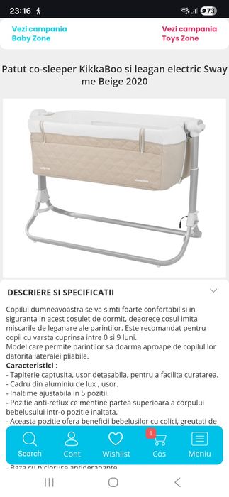 Patut co-sleeper KikkaBoo si leagan electric