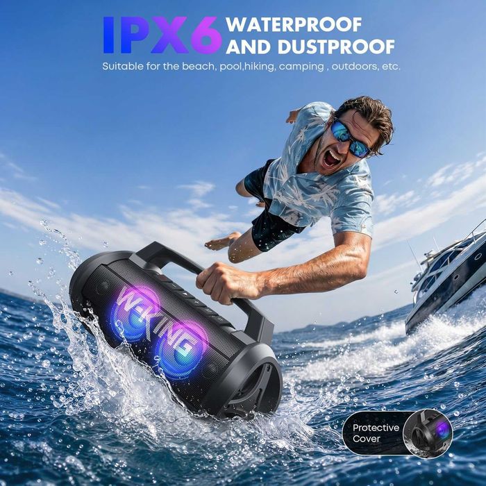 Bluetooth Колонка W-KING, 70 W RMS (120 W Peak), Super Bass, LED Осветление