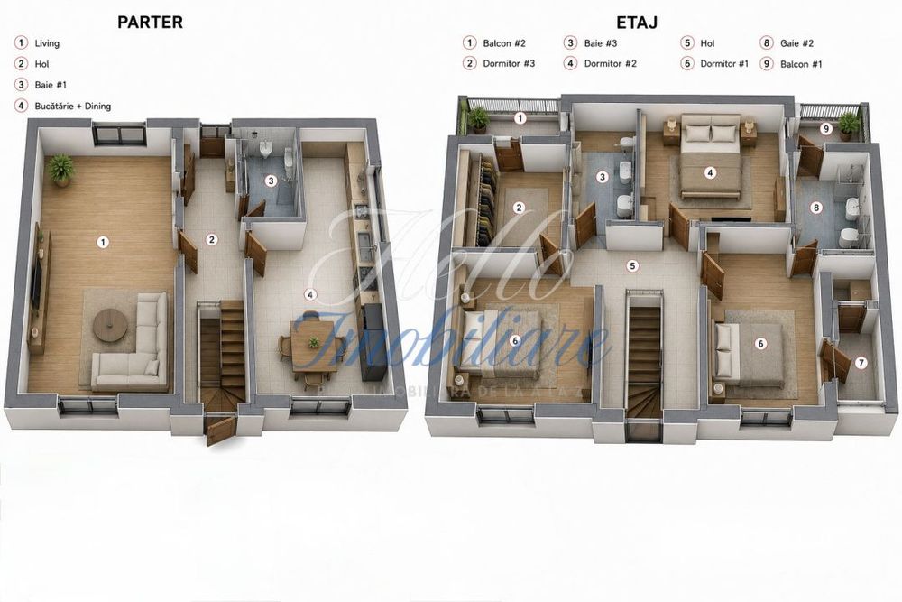 Triplex 4 camere 112.7 mp si teren 256 mp in Floresti zona Terra