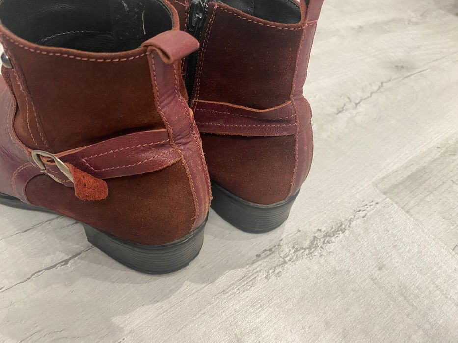 Зимни боти цвят бордо, кожа