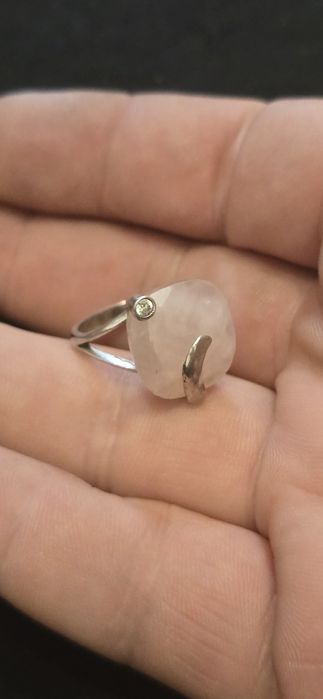 Inel argint quartz roz