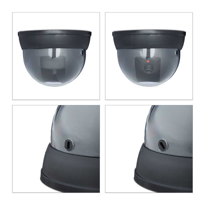 Set 3 camere de supraveghere false cu lumina LED fara cabluri 7x11 cm