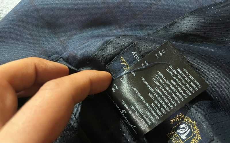 Sacou/Costum Bigotti bleumarin în carouri – mărime mare (aproape nou)