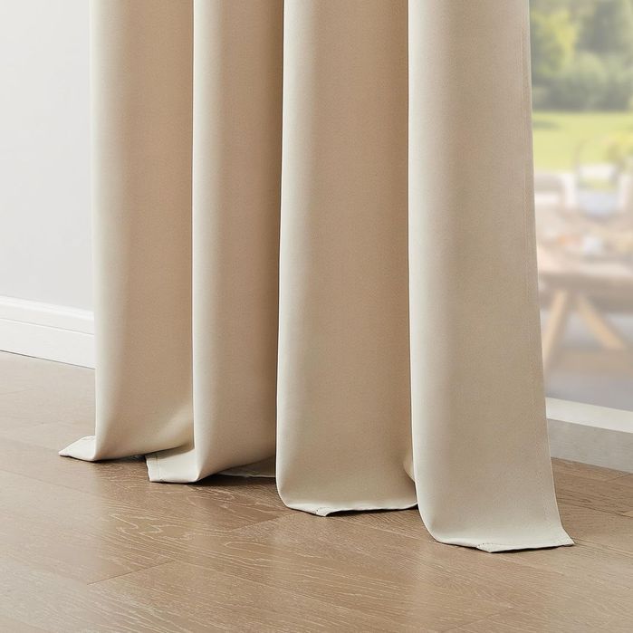 Draperii blackout bej 140x240 cm opace termice cu inele Topfinel