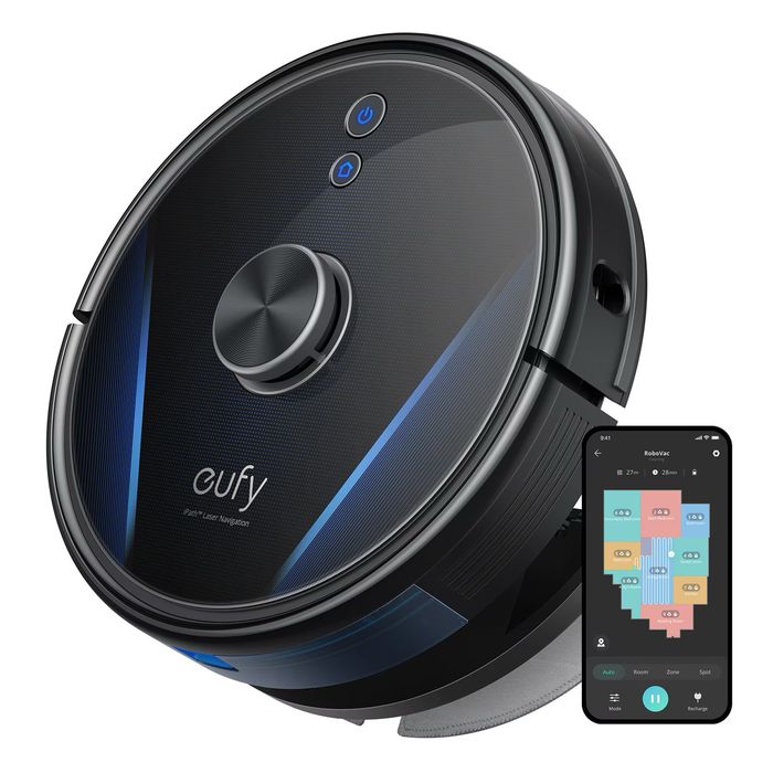 Прахосмукачка робот eufy RoboVac LR30 Hybrid+, Vacuum-Mop 2-in-1, Интелигентна автоматична изпразваща станция, iPath Laser Navigation, Wi-Fi, 3000Pa