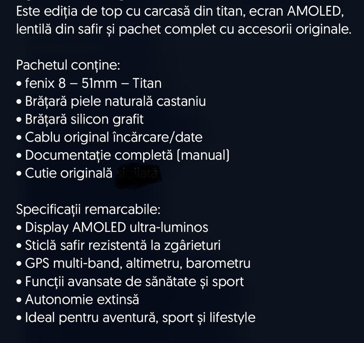 Ceas Garmin Fenix 8 Amoled Titan 51 mm