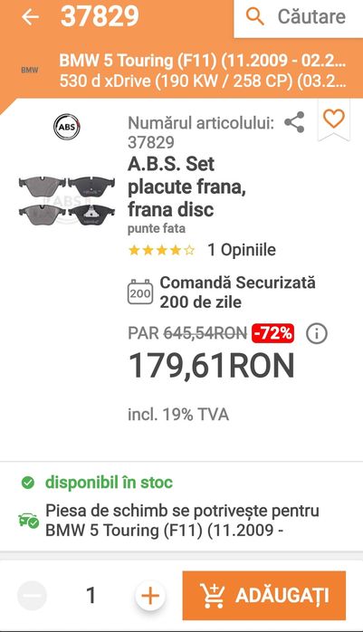 Set discuri plus placute ABS ,fata, BMW F11