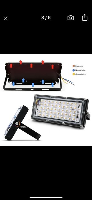 Proiector LED, Aluminiu\Policarbonat, 50W, Negru