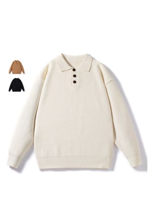 Вязаный свитер-поло оверсайз