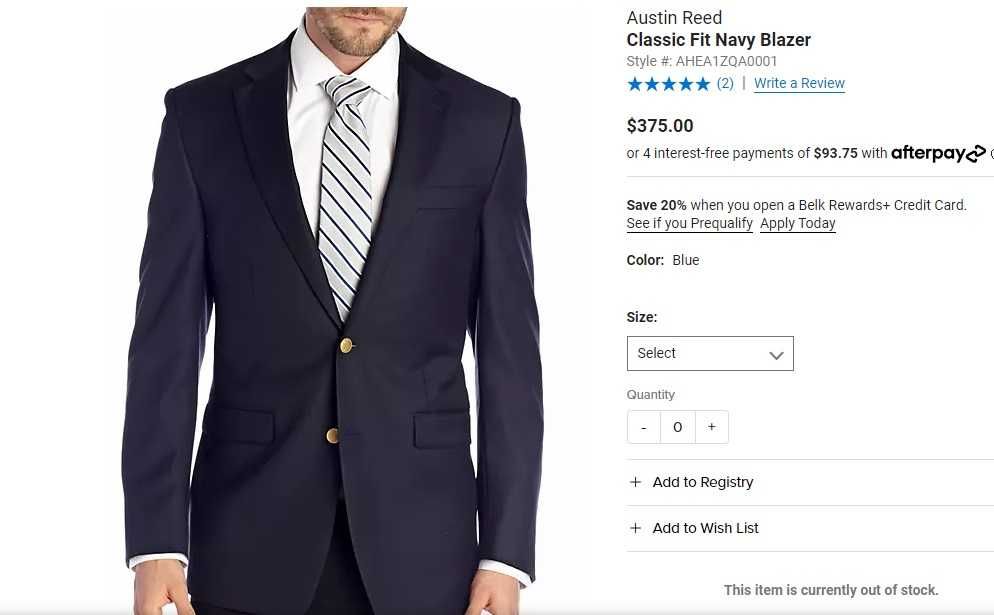 Sacou blazer slim 50 L premium Austin Reed lana super 110's